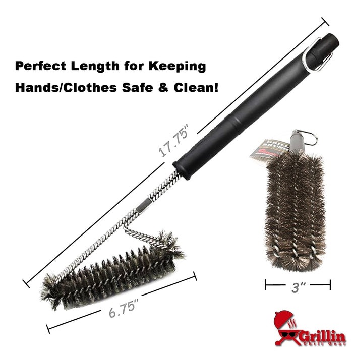 Grill Cleaning Brush BBQ tool grill brush 3 Stainless Steel Brushes In 1  Accesso