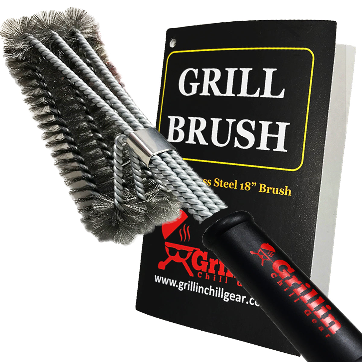 Groovy Grill Brush, 2.75, Black, Flat Wire, With Scraper, Malish GGB-STA