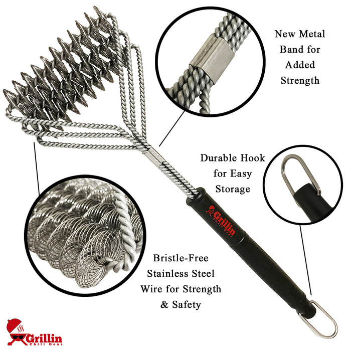 Barbecue Grill Brush, Bristle Free, 100% Rust Resistant Stainless Stee