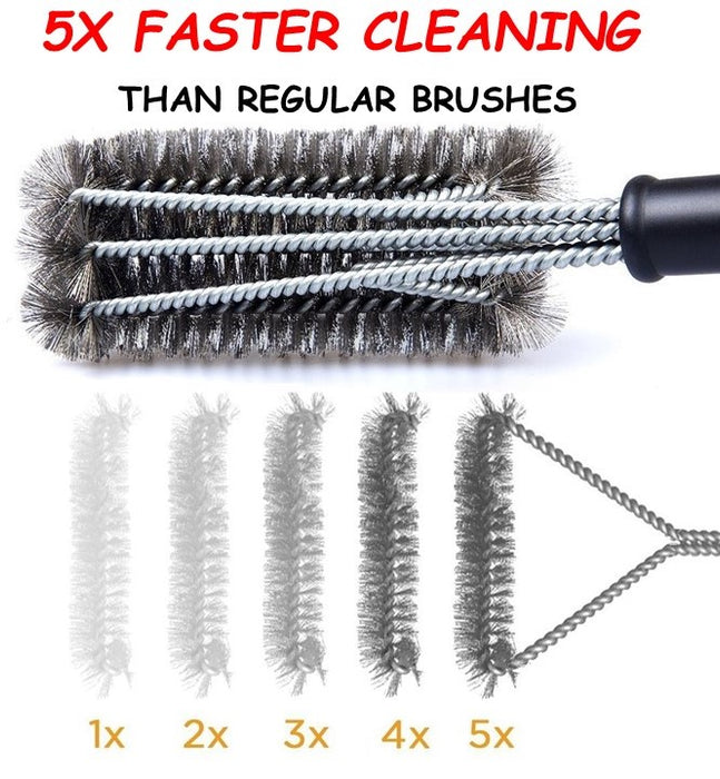ELK 17-Inch Grill Brush with Stainless Steel Bristles - 3-in-1